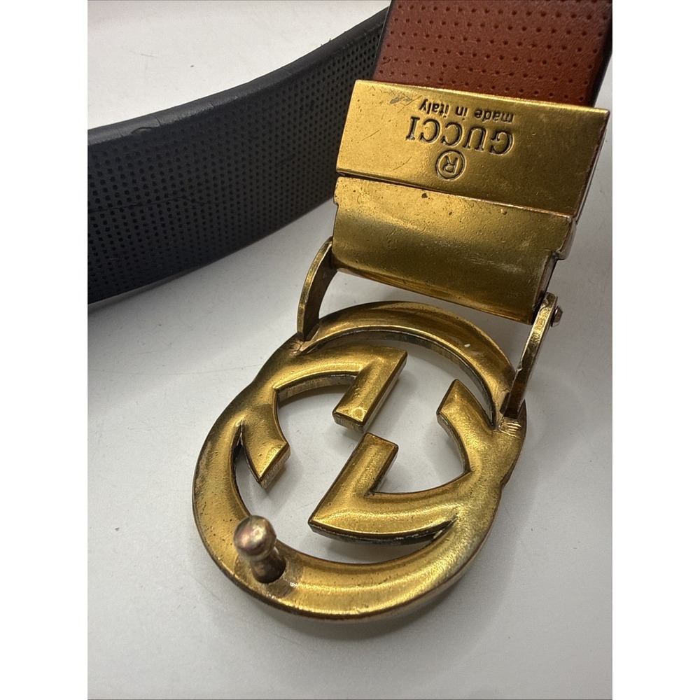 Vinatge (70s?) Gucci GG Reversible Belt Gold GG Belt Needs Work See Pics - Picture 4 of 16